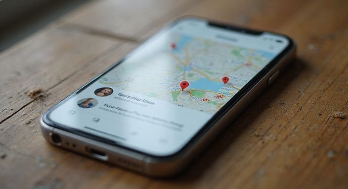 Een smartphone met dating-apps voor homo sexdating ligt op een verweerde eiken tafel.